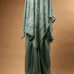 Ocean Blue Silk Organza Saree with Zardozi & Sequins
