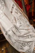 Kota Chikankari Saree for Onam with Elegant Cutwork Detailing - Image 6