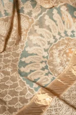 Golden Tissue Saree with Chikankari Embroidery for Onam - Image 8