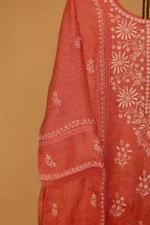Red Kota Suit Set – Semi-Stitched 3 Pc with Elegant Embroidery - Image 2