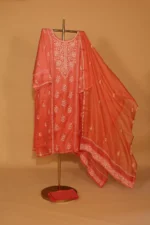 Red Kota Suit Set – Semi-Stitched 3 Pc with Elegant Embroidery