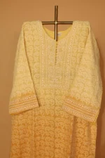 Yellow Kota Suit Set – 3 Pc Semi-Stitched with Elegant Embroidery - Image 3