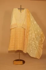 Yellow Kota Suit Set – 3 Pc Semi-Stitched with Elegant Embroidery
