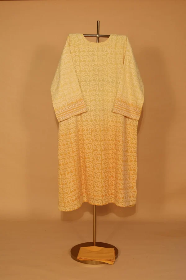 Yellow Kota Suit Set – 3 Pc Semi-Stitched with Elegant Embroidery - Image 5