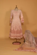 Pink Silk Organza Stitched Suit Set with Sequins Embroidery