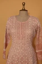 Pink Silk Organza Stitched Suit Set with Sequins Embroidery - Image 2