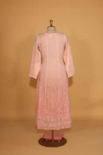 Pink Silk Organza Stitched Suit Set with Sequins Embroidery - Image 10