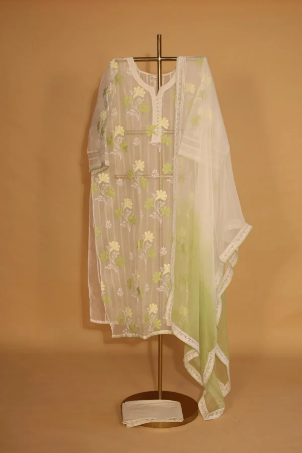 Patti Work Organza Suit Set – 3 Pc Semi-Stitched Elegant Ethnic Wear - Image 1