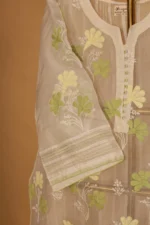 Patti Work Organza Suit Set – 3 Pc Semi-Stitched Elegant Ethnic Wear - Image 3