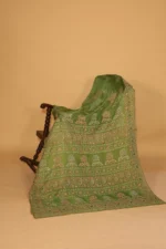 Heavy Work Green Silk Organza Festive Saree - Image 2
