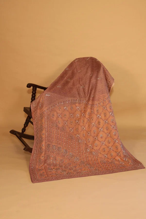 Silk Organza Saree with All Over Zardozi and Tapechi Embroidery - Image 2