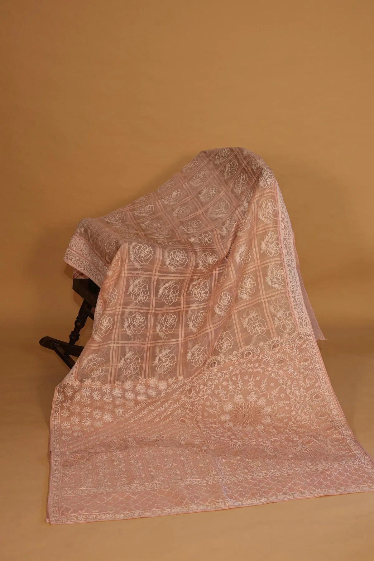 IMG_4107 Silk Organza Designer Saree with Bakhiya Border - Image 1