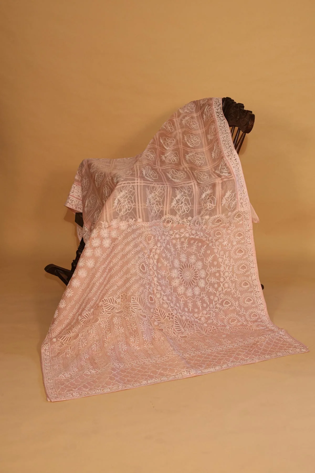 IMG_4109 Silk Organza Designer Saree with Bakhiya Border - Image 2