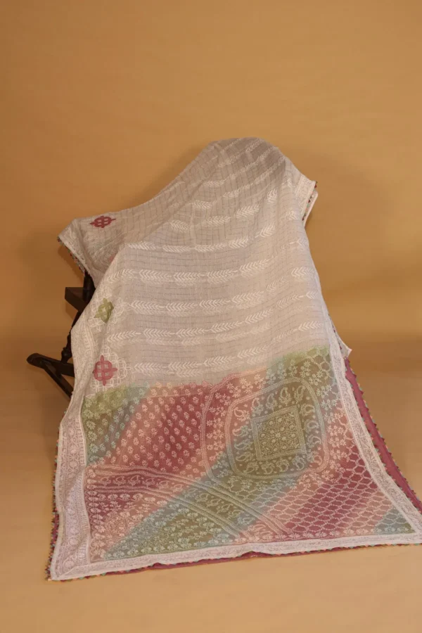 Multicolour Zari Kota Chikankari Saree - Image 1