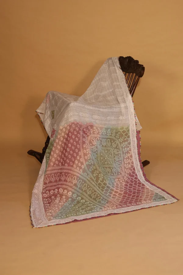 Multicolour Zari Kota Chikankari Saree - Image 2