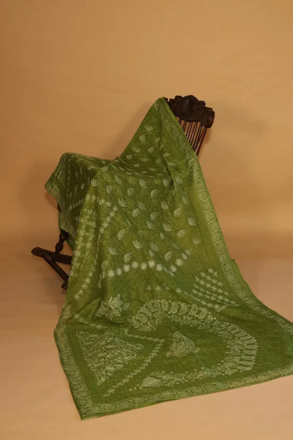 Silk Organza Saree with All Over Tapechi Embroidery - Image 1