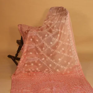 Silk Organza Saree with Tapechi Embroidery and Cutwork