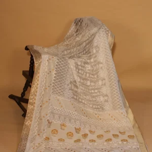 Silk Organza Saree with Golden Patti Border