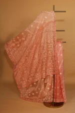 Silk Organza Saree with Tapechi Embroidery and Cutwork - Image 5