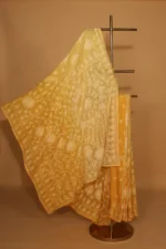 Yellow Kota Chikankari Saree with Blouse Piece - Image 5