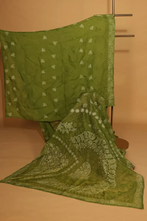 Silk Organza Saree with All Over Tapechi Embroidery - Image 3