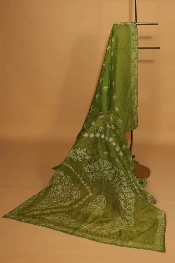 Silk Organza Saree with All Over Tapechi Embroidery - Image 4