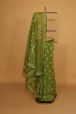 Silk Organza Saree with All Over Tapechi Embroidery - Image 5