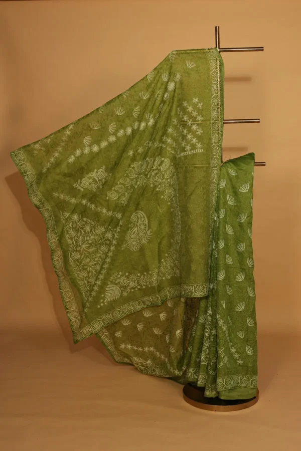 Silk Organza Saree with All Over Tapechi Embroidery - Image 6