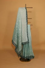 Blue Kota Chikankari Saree with Blouse Piece - Image 4