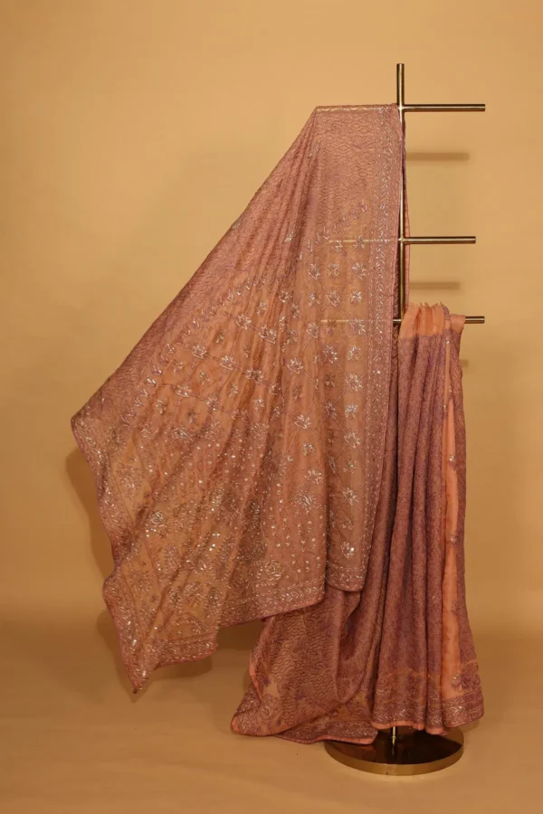 Silk Organza Saree with All Over Zardozi and Tapechi Embroidery - Image 4