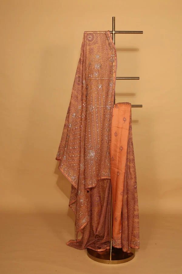 Silk Organza Saree with All Over Zardozi and Tapechi - Image 2