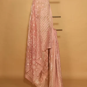 Silk Organza Saree with Tapechi Embroidery and Cutwork