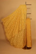 Yellow Festive Silk Organza Saree with Silver Zardozi