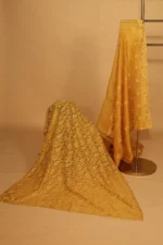 Yellow Festive Silk Organza Saree with Silver Zardozi - Image 3