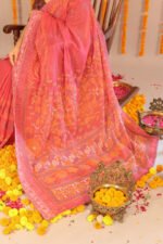 Alankrit Pink Saree withyellow and white embroidery - Image 3