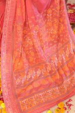 Alankrit Pink Saree withyellow and white embroidery - Image 6