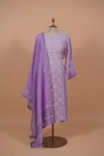 Lilac Mul Chanderi Ghaspaati Suit