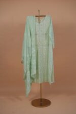 Green shaded Kota suit with Tapechi and Ghaspatti embroidery