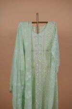 Green shaded Kota suit with Tapechi and Ghaspatti embroidery - Image 2