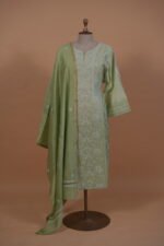 green coloured silk Ghaspatti Suit set - Image 2