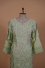 green coloured silk Ghaspatti Suit set - Image 3