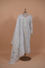 Light blue Patti work in white Kota Suits set - Image 3