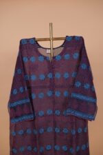 Dark blue organza suit with multicolored embroidery - Image 2