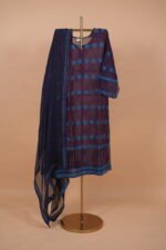 Dark blue organza suit with multicolored embroidery - Image 3