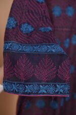 Dark blue organza suit with multicolored embroidery - Image 5