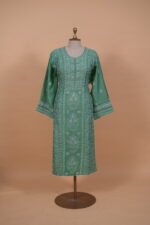Dark Green silk suit with Ghaspatti embroidery - Image 5