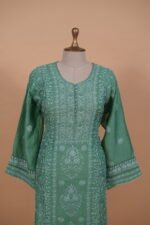 Dark Green silk suit with Ghaspatti embroidery - Image 6