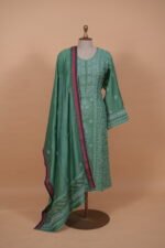 Dark Green silk suit with Ghaspatti embroidery