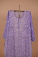 Lilac Mul chanderi Suit Set with Ghaspatti embroidery - Image 2