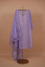 Lilac Mul chanderi Suit Set with Ghaspatti embroidery - Image 3